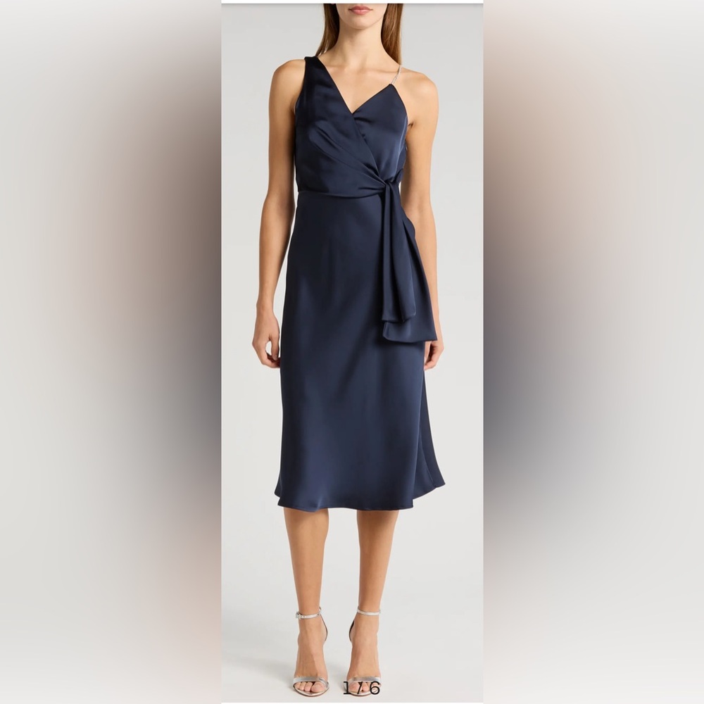 Sam Edelman Faux Wrap Navy Blue Cocktail Dress